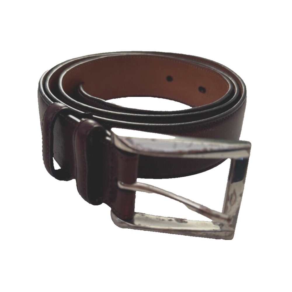 Trafalgar Leather Belt Mens 36 Cognac Metal Buckle Handcrafted